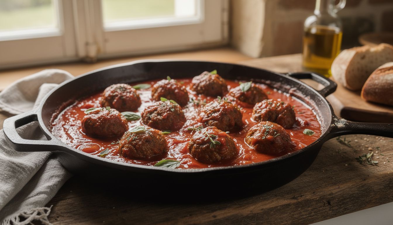 découvrez notre recette de boulettes de viande moelleuses et gourmandes, nappées d'une sauce tomate savoureuse, parfaite pour un repas convivial et réconfortant.