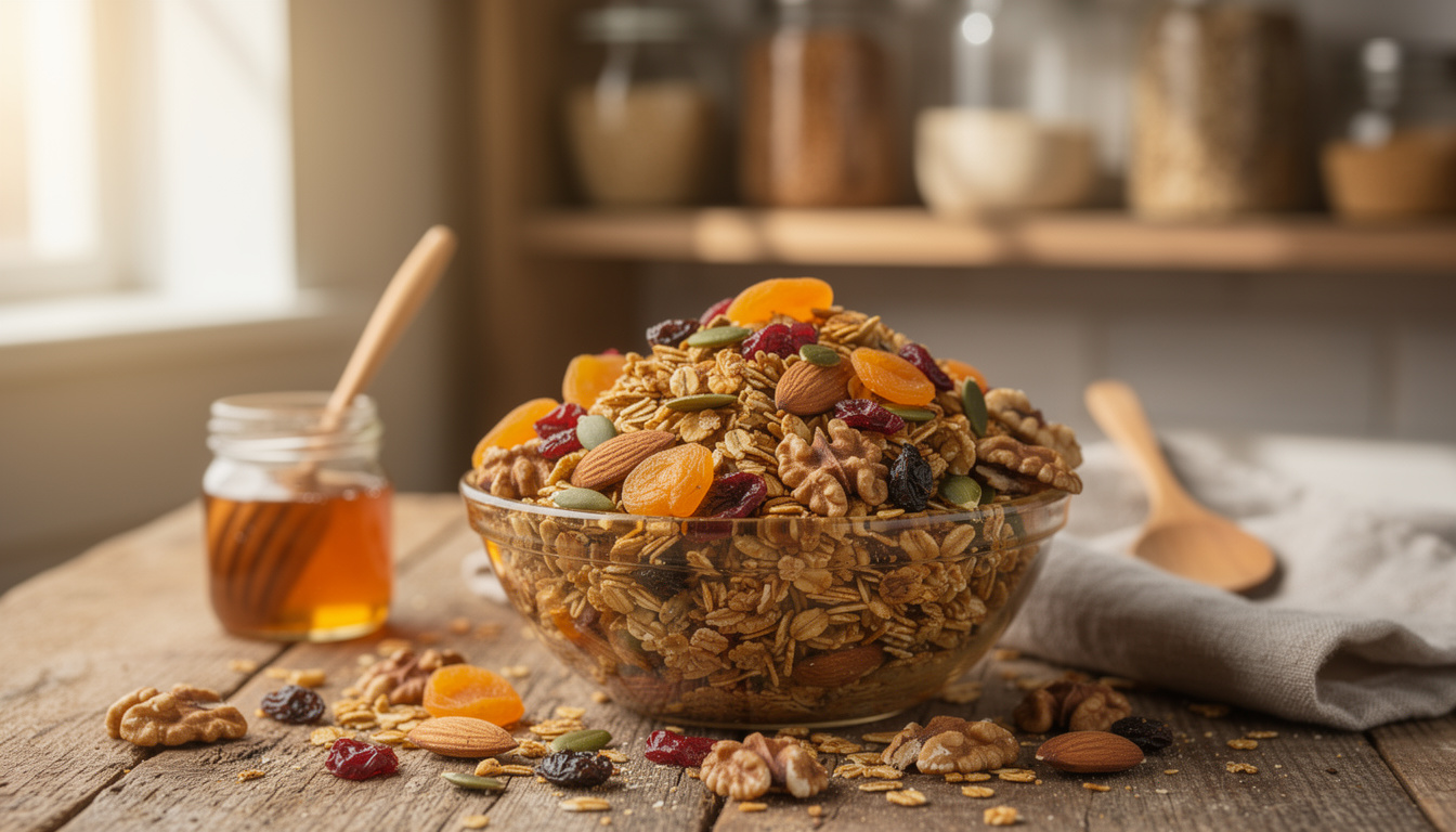 découvrez notre recette de granola maison croustillant, sans sucre raffiné, pour une collation saine et gourmande à tout moment de la journée.