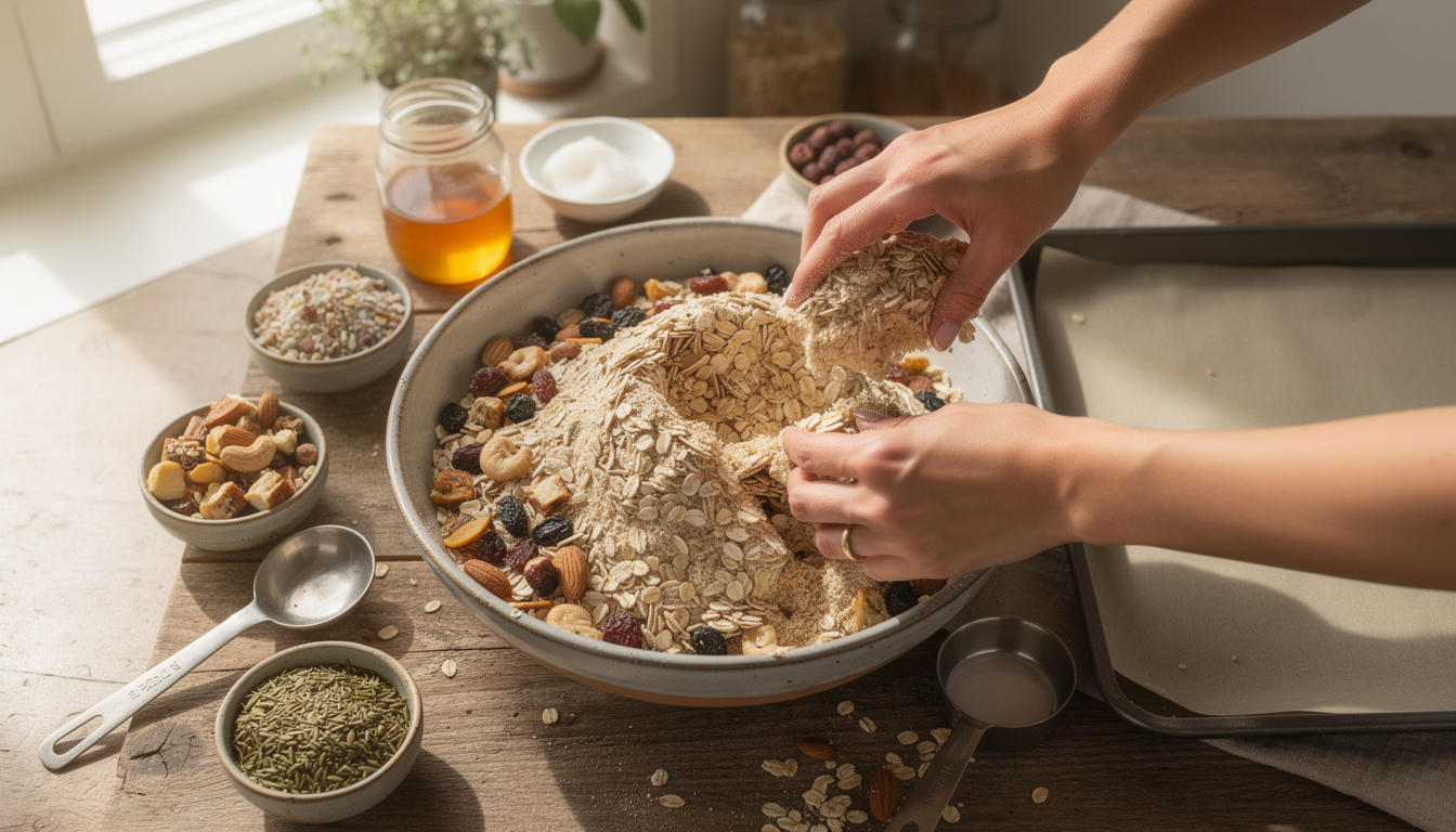 découvrez notre recette de granola maison croustillant, sans sucre raffiné, pour un petit-déjeuner sain et gourmand.
