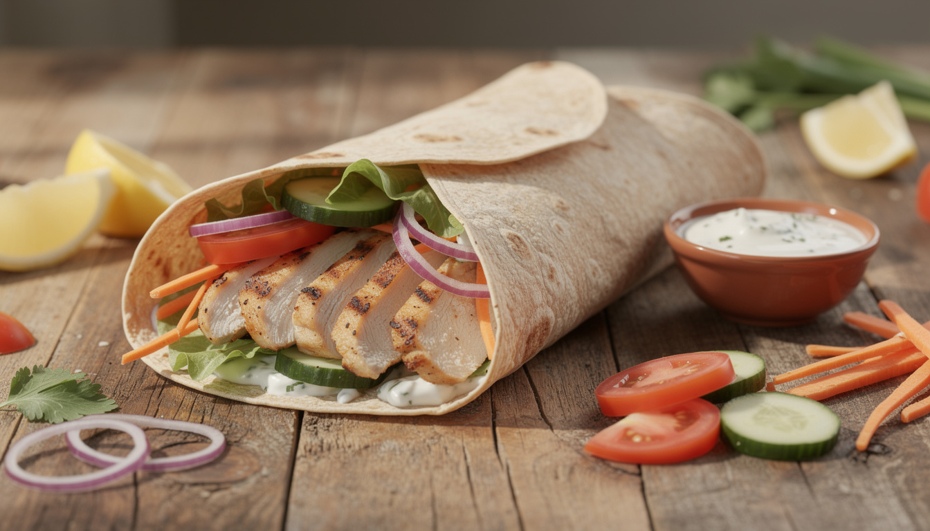 découvrez notre recette facile et équilibrée de wrap maison au poulet, parfaite pour un déjeuner savoureux et sain.