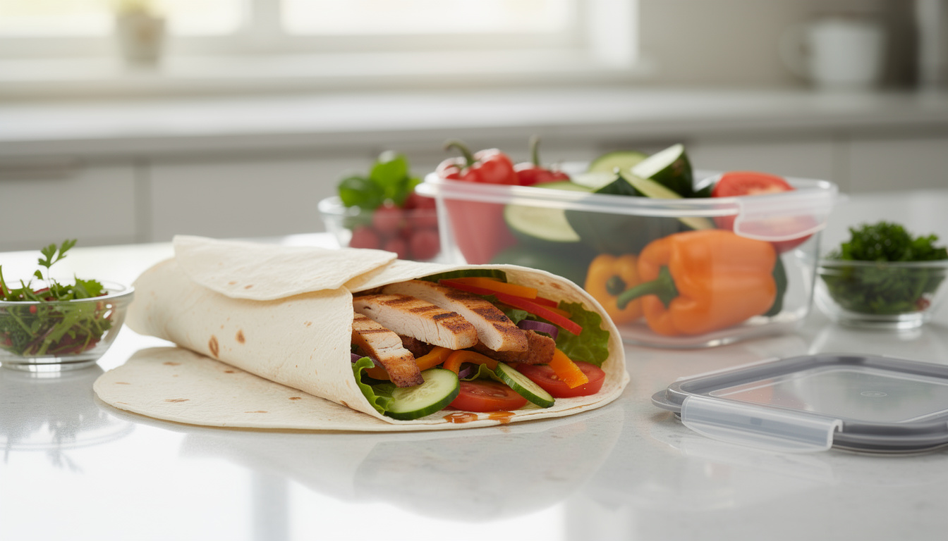 découvrez notre recette facile et saine de wrap maison au poulet, idéale pour un déjeuner équilibré et gourmand.
