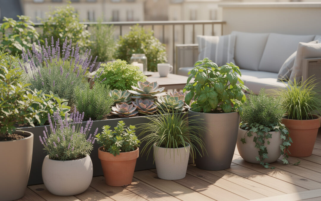 Aménager une terrasse végétalisée : plantes adaptées aux pots et bacs